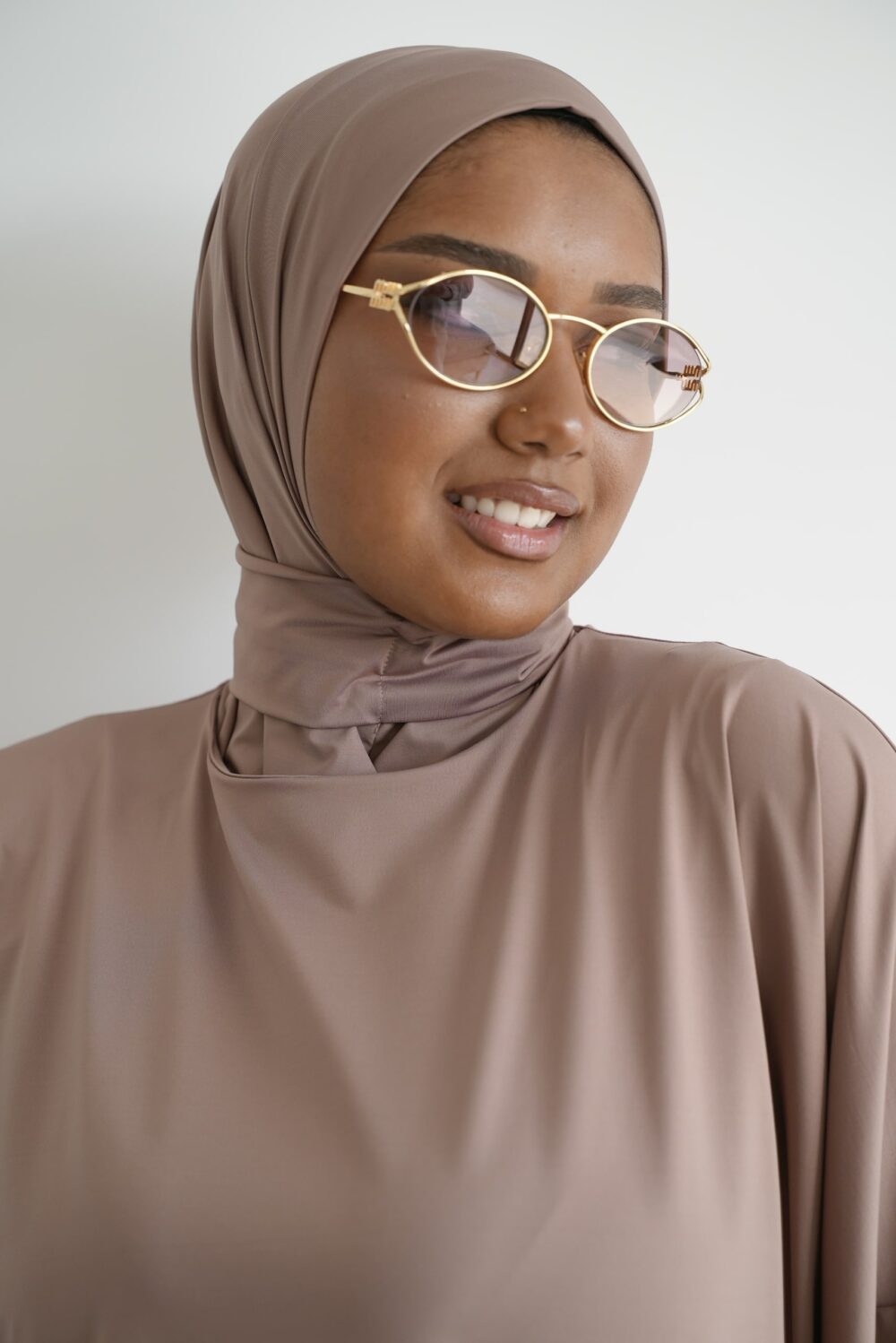 Hijab de bain marron rose